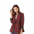 Women Red & Black Checked Pure Cotton Single-Breasted Casual Blazer