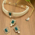 Dress Berry Green Stones Pearls Choker Necklace Earring & Ring Set For Women