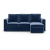 Kowloon Sectional 3 Seater Pull Out Sofa Cum Bed In Lapis Blue Colour